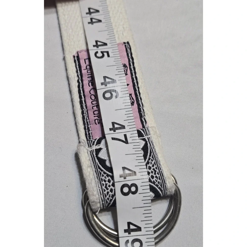 Equine Couture Womens XL Embroidered Cotton D-Ring Belt Floral Black/White Horse